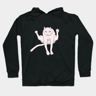 Acrobatically jumping white athlete cat Hoodie